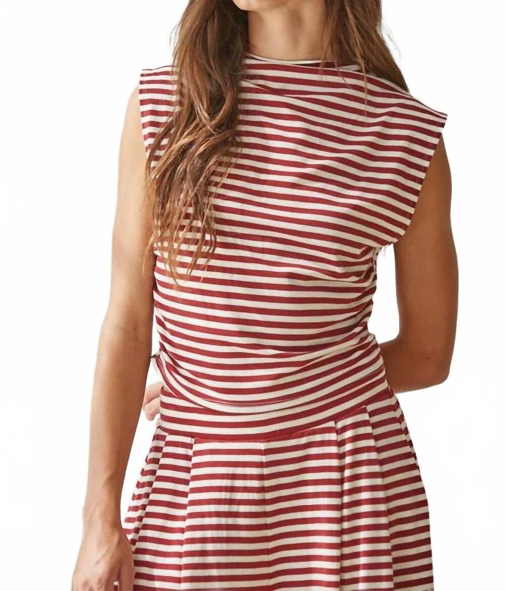NEW BY TOGETHER mock neck sleeveless top in cream maroon